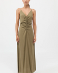 St Agni Gathered Tie Dress Olive