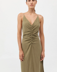 St Agni Gathered Tie Dress Olive