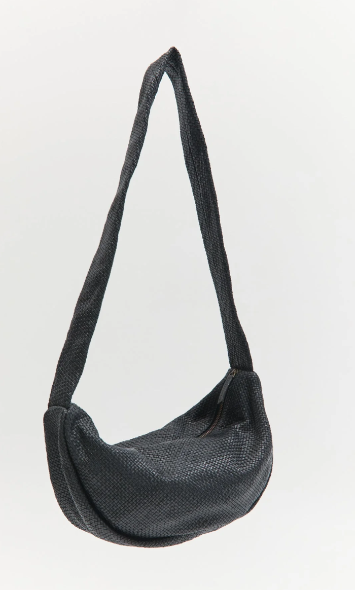 St Agni Woven Crescent Bag Black