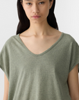 Bassike Fine Bind Scoop Neck Tank Sage Marl