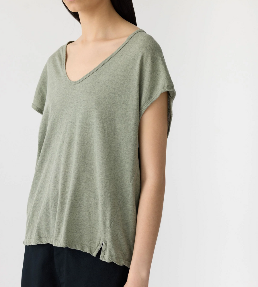 Bassike Fine Bind Scoop Neck Tank Sage Marl