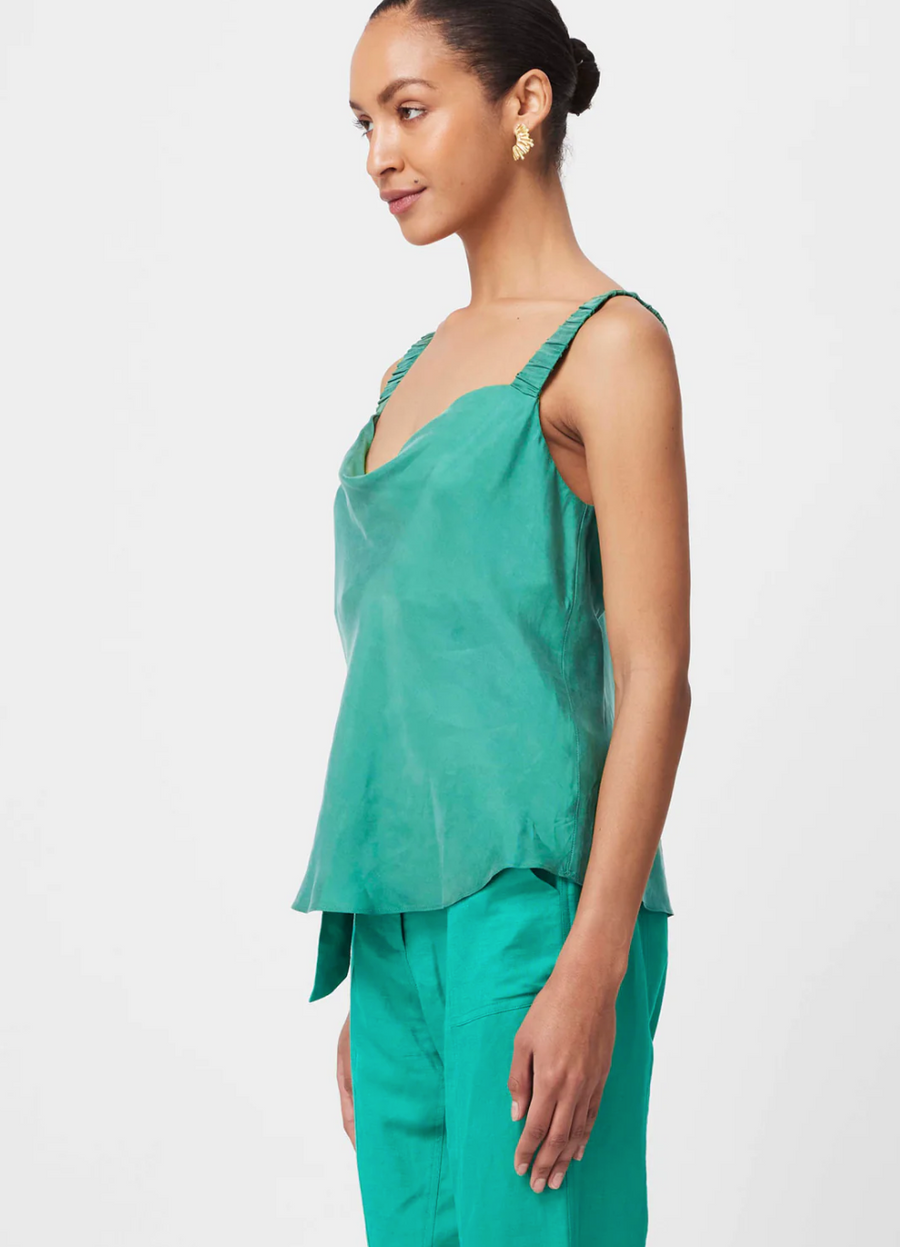 Once Was Delray Reversible Cupro Cami Bay Green