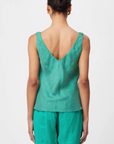 Once Was Delray Reversible Cupro Cami Bay Green