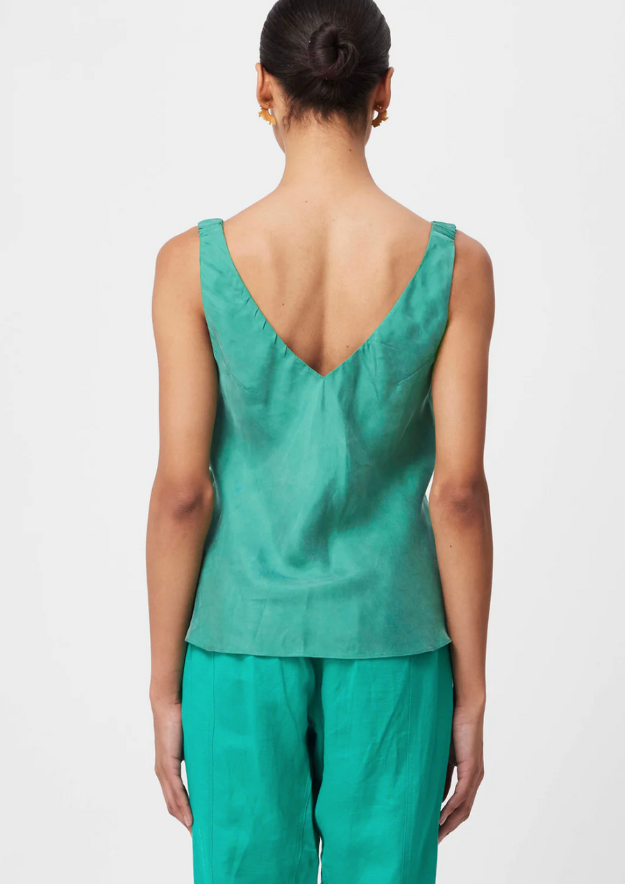 Once Was Delray Reversible Cupro Cami Bay Green