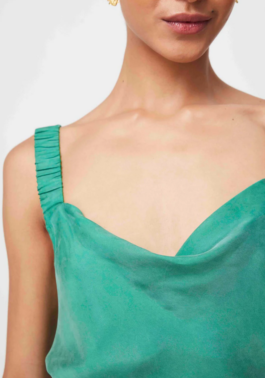 Once Was Delray Reversible Cupro Cami Bay Green