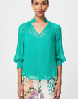 Once Was Lane Viscose Chiffon Blouse in Bay Green