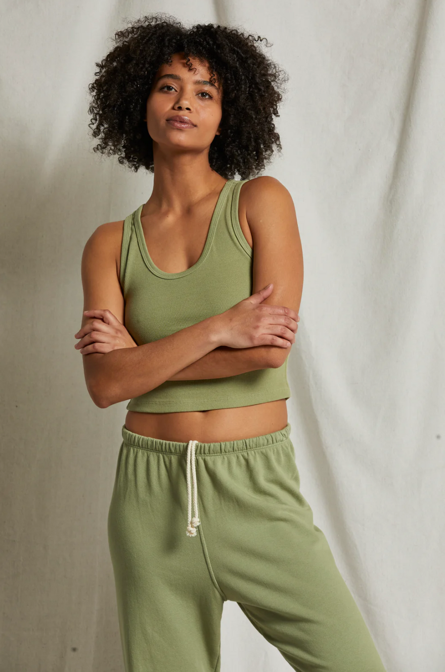 Perfectwhitetee Blondie Structured Rib Bra Friendly Tank Oil Green