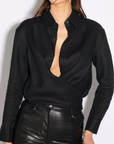 Effie Kats Wrap Linen Shirt Black