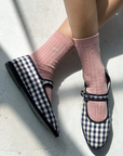  Le Bon Shoppe Embroidered Her Socks Pink Soda Silver Seashell