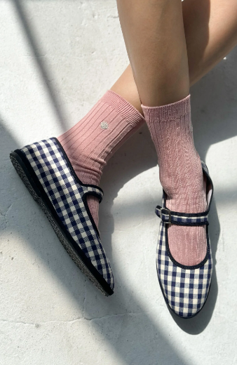  Le Bon Shoppe Embroidered Her Socks Pink Soda Silver Seashell