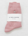 Le Bon Shoppe Embroidered Her Socks Pink Soda Silver Seashell