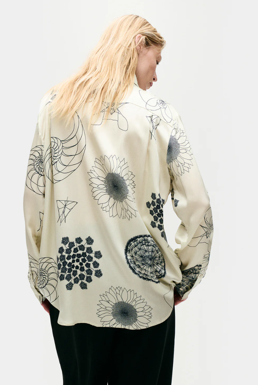 Silk Laundry Boyfriend Shirt Fibonacci Off White