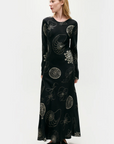 Silk Laundry Full Sleeve Bias Fibonacci Dress Black