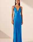 Shona Joy Nora Double Strap Maxi Dress Aqua