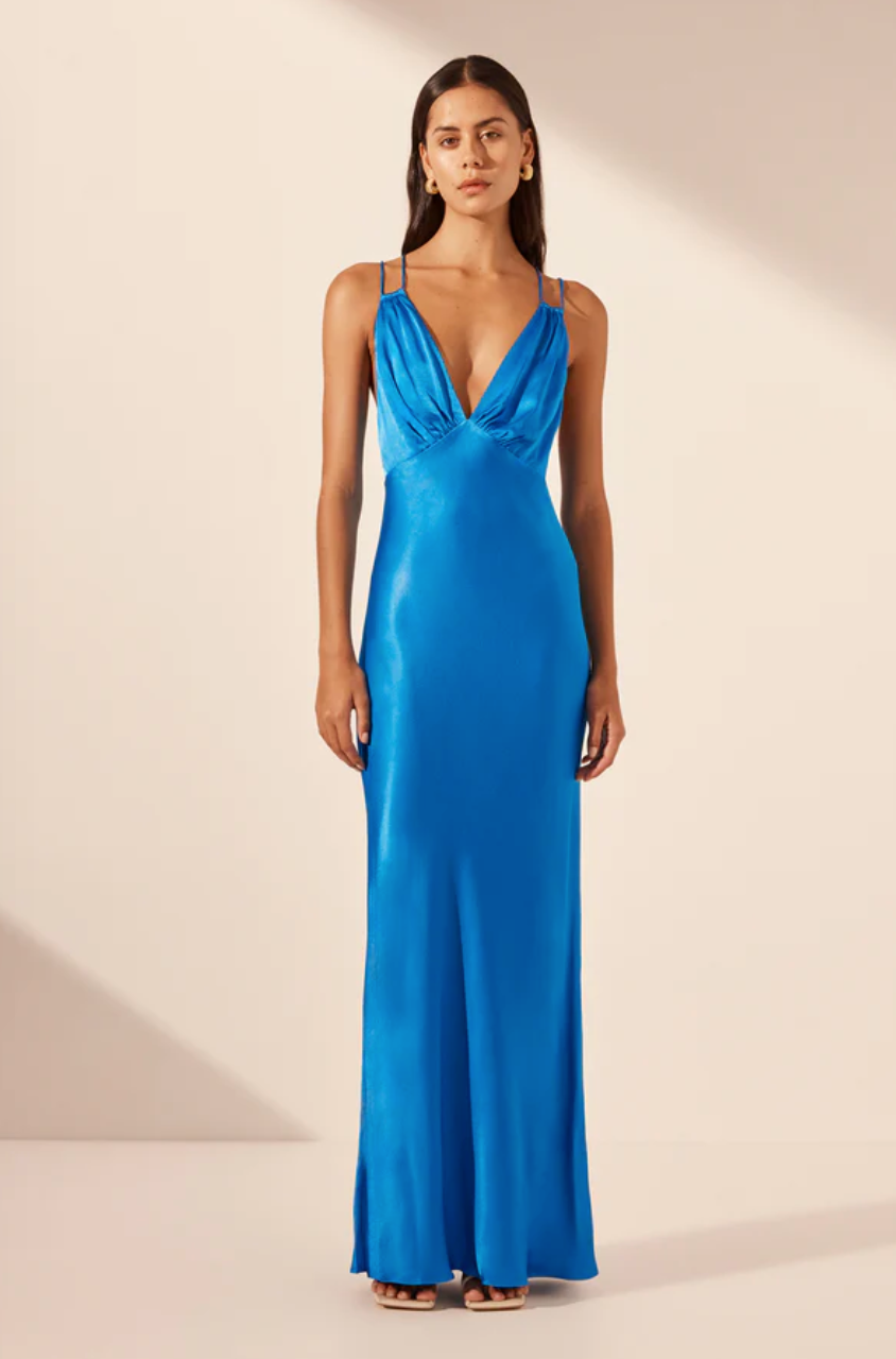 Shona Joy Nora Double Strap Maxi Dress Aqua