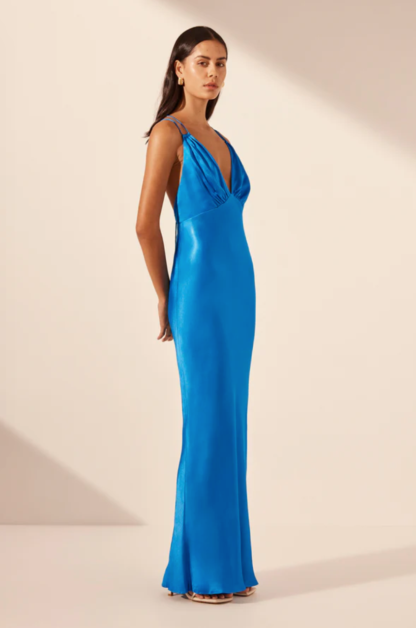 Shona Joy Nora Double Strap Maxi Dress Aqua