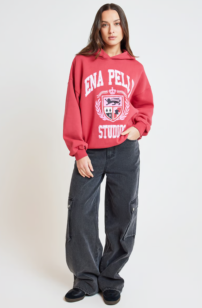 Ena Pelly Brooke Oversized Hoodie Poppy Red