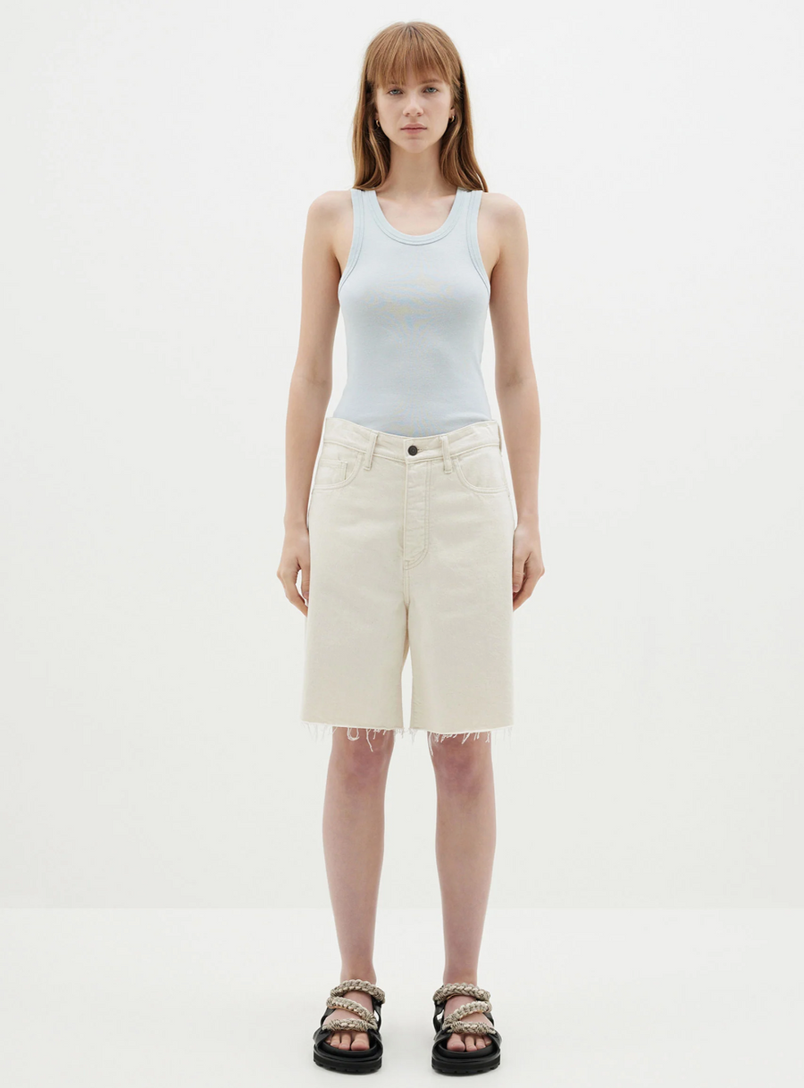 Bassike Slim Superfine Rib Tank Salt Blue