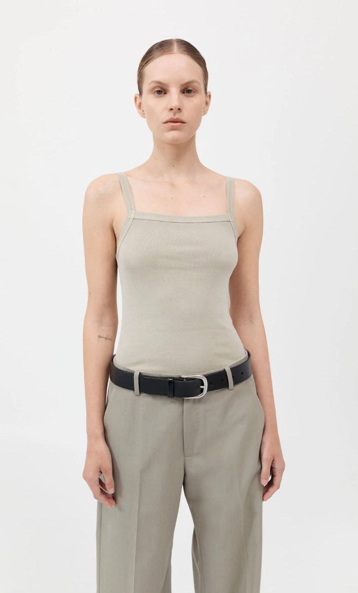 St Agni Organic Cotton Square Neck Tank Balsam Green