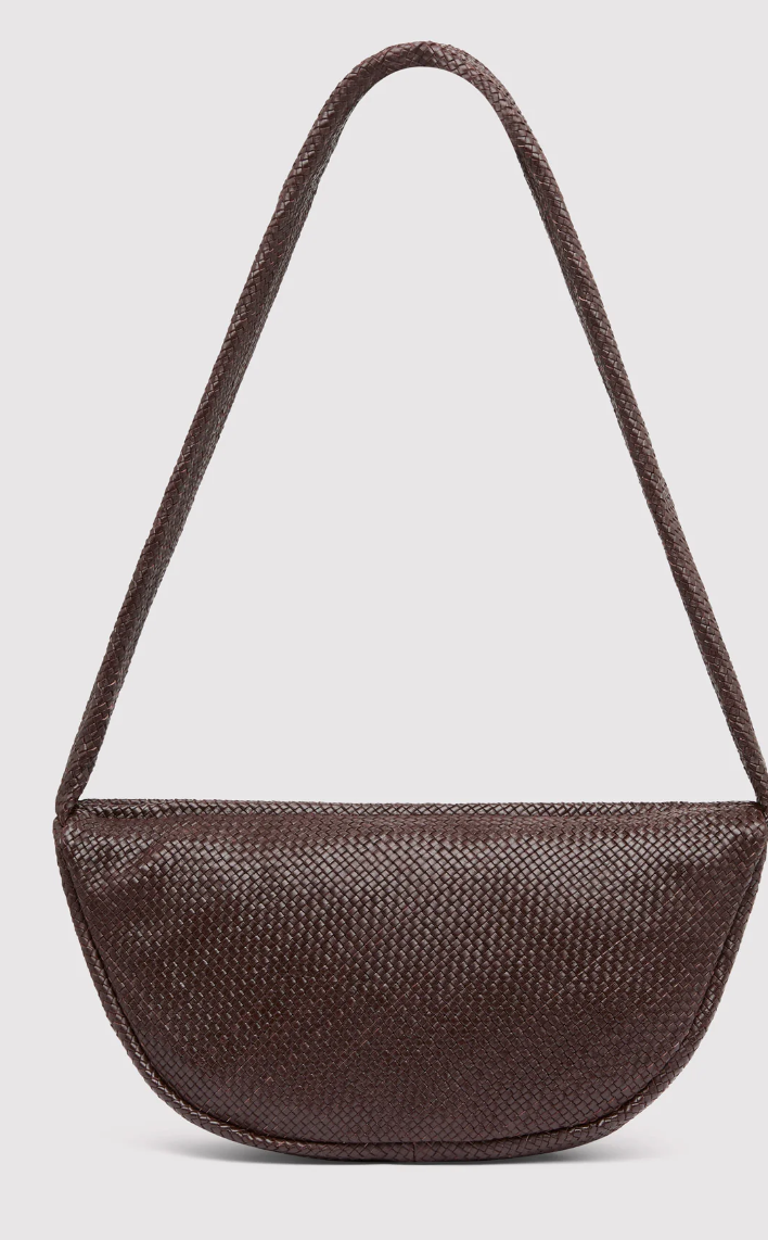 St Agni Woven Crescent Bag Chocolate