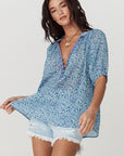 Spell Love Jetty Short Sleeve Blouse Blue Nirvana