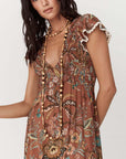 Spell Mojave Lily Shirred Maxi Dress Amber