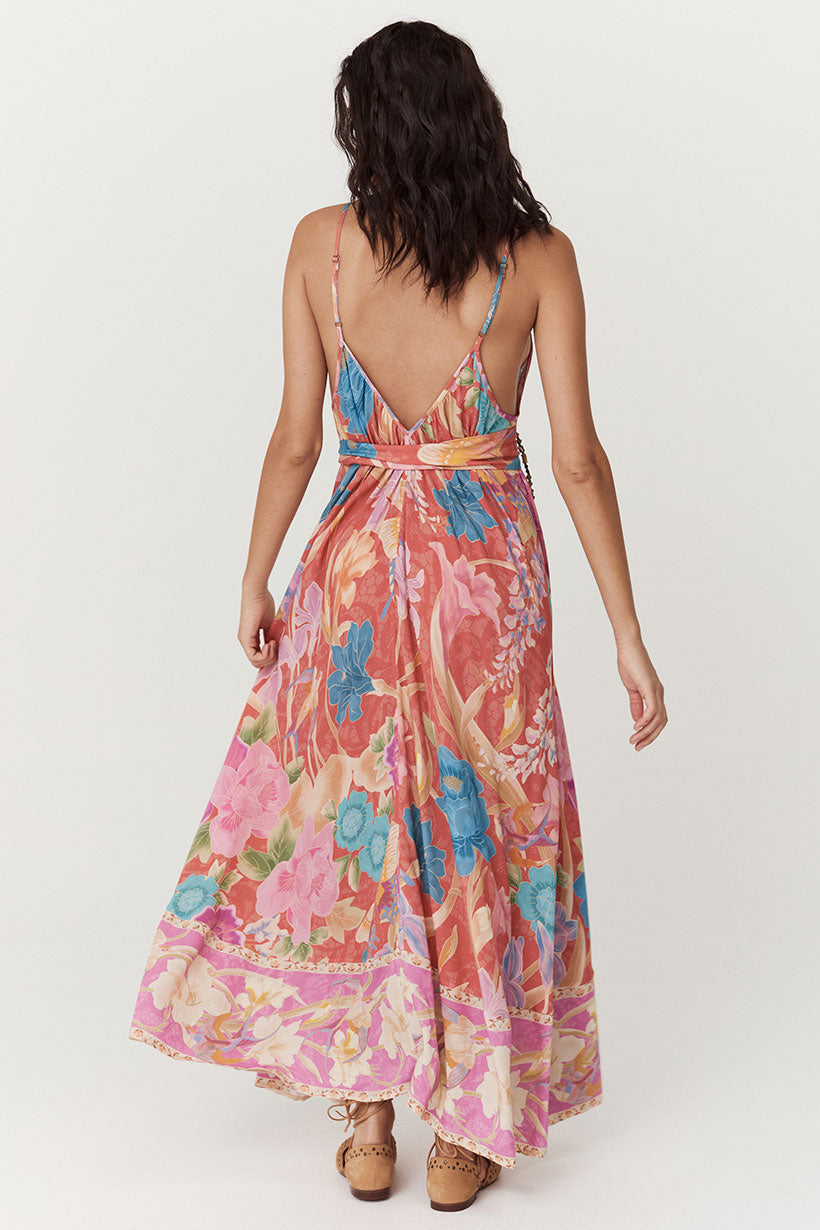 Spell Painters Garden Strappy Maxi Dress Crimson