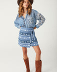 Spell Sunshine Bandit Wrap Mini Skirt Chambray