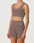 Zulu and Zephyr Rib Crop Top Chocolate Stripe