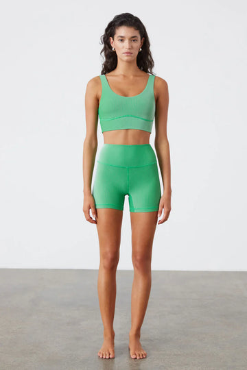 Zulu and Zephyr Stripe Rib Crop Top Parrot Green