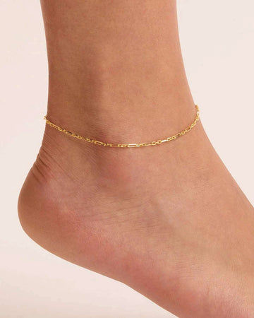 By Charlotte Mixed Link Chain Anklet 18kt Gold Vermeil