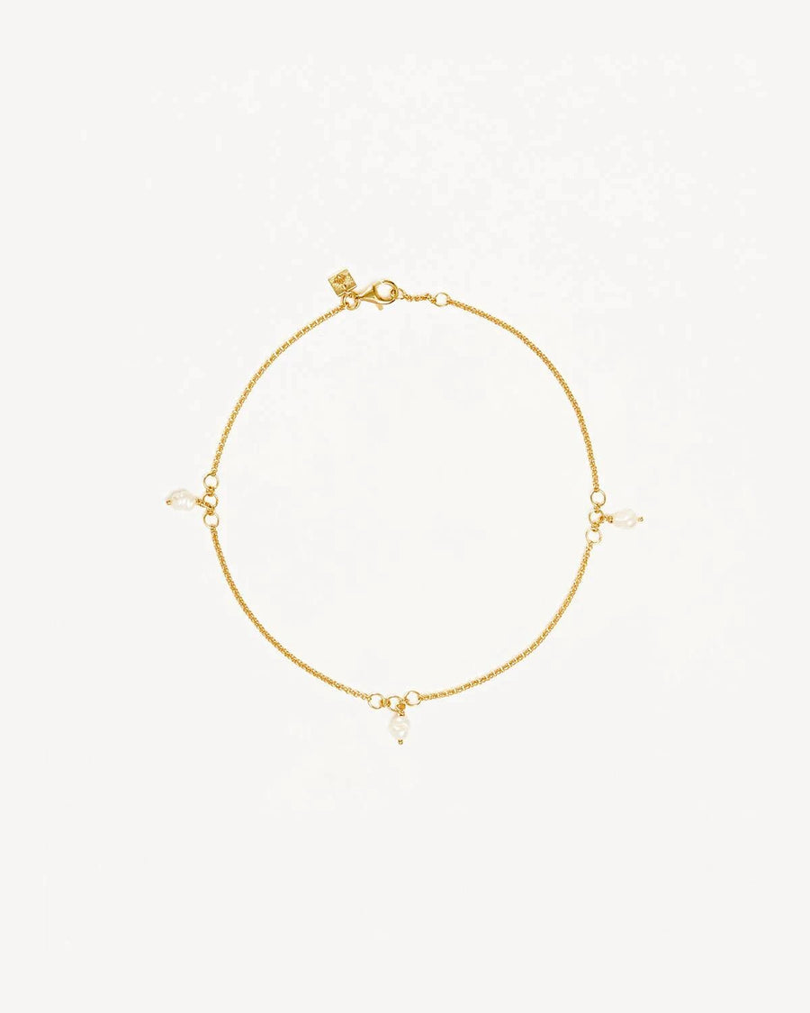 By Charlotte Grow With Grace Pearl Anklet 18k Gold Vermeil