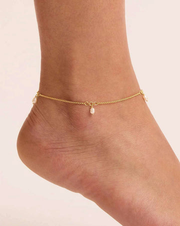 By Charlotte Grow With Grace Pearl Anklet 18k Gold Vermeil