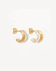 By Charlotte Two Tone Shield Hoops 18k Gold Vermeil