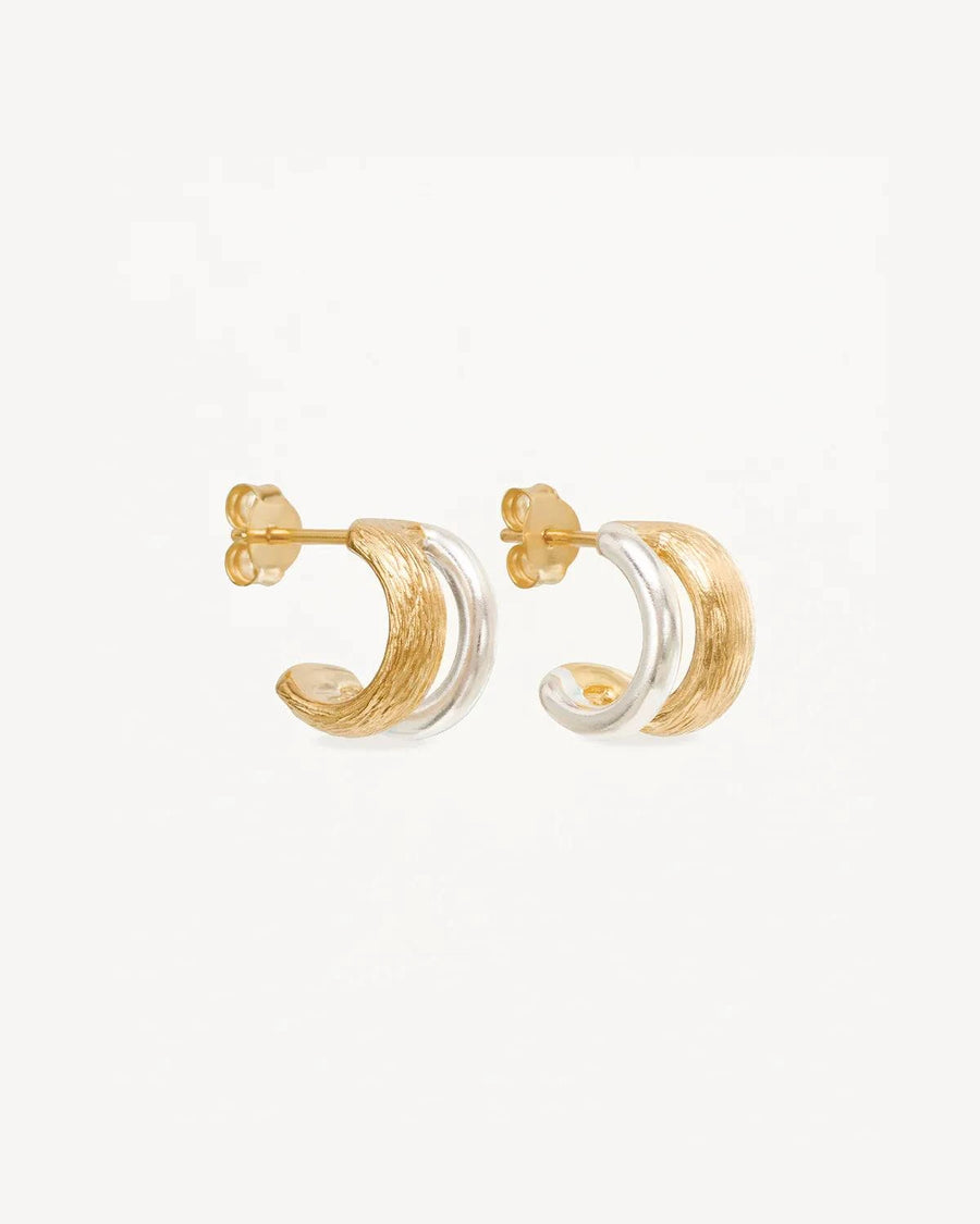 By Charlotte Two Tone Shield Hoops 18k Gold Vermeil