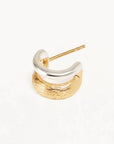 By Charlotte Two Tone Shield Hoops 18k Gold Vermeil