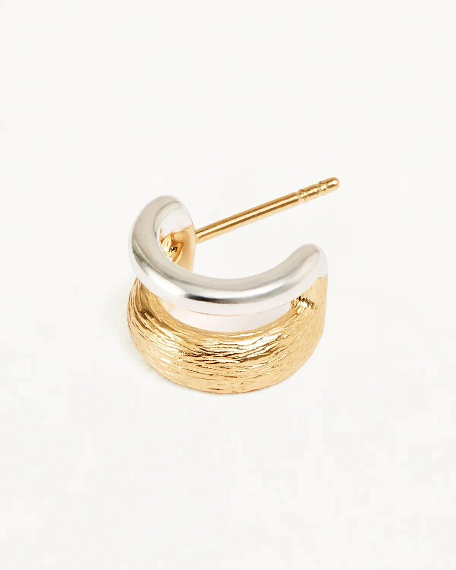 By Charlotte Two Tone Shield Hoops 18k Gold Vermeil