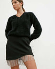 World of Nomads Isabella V Neck Knit Black