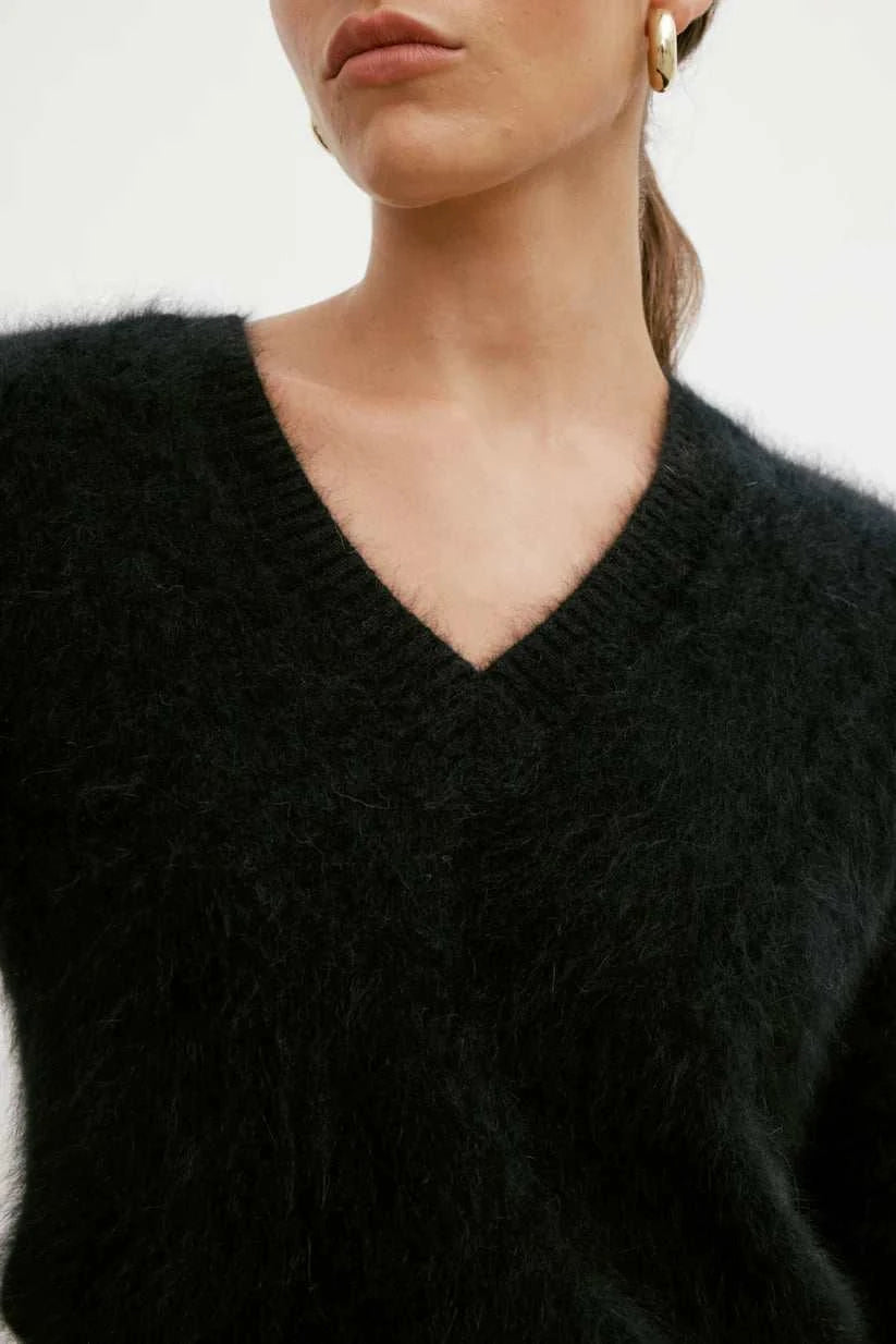 World of Nomads Isabella V Neck Knit Black