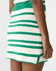 Bassike Crochet Stripe Knit Skirt Aloe Vera