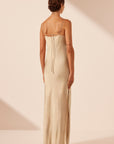 Shona Joy Shae Plunged Tie Maxi Dress Oat