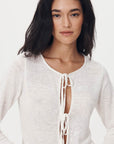 Rowie Marcia Bow Cardigan Top Bone