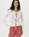 Rowie Marcia Bow Cardigan Top Bone