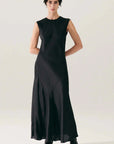 Silk Laundry Splice Sleeveless Dress Black