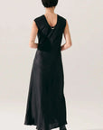 Silk Laundry Splice Sleeveless Dress Black