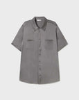 Silk Laundry Short Sleeve Boyfriend Shirt Grey Pearl