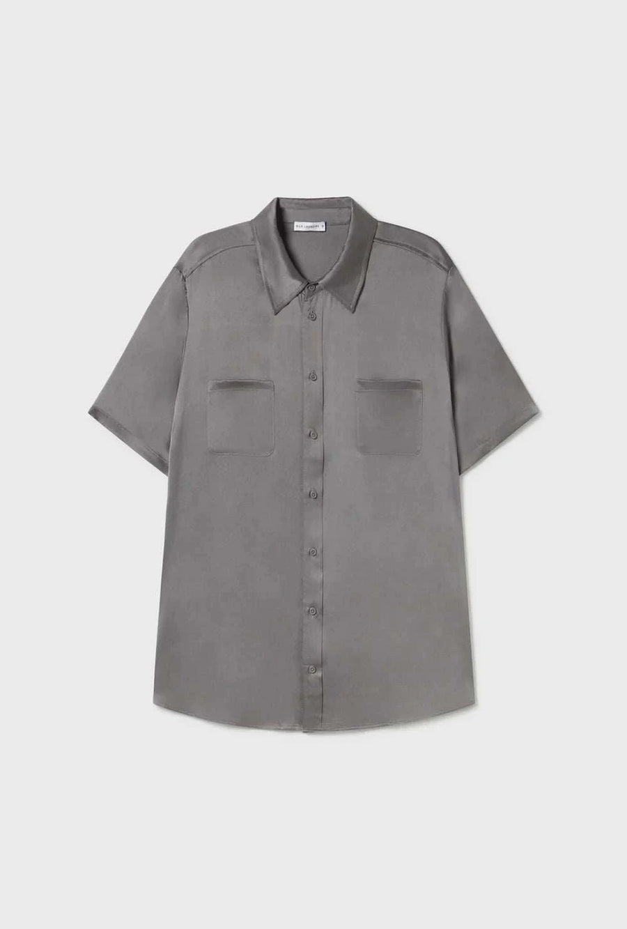 Silk Laundry Short Sleeve Boyfriend Shirt Grey Pearl