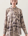 Silk Laundry Boyfriend Shirt Aster Floral