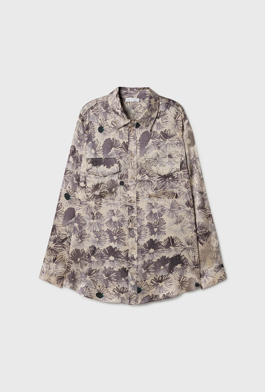 Silk Laundry Boyfriend Shirt Aster Floral