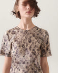 Silk Laundry Short Sleeve Bias Dress Aster Floral